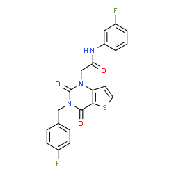 ChemSpider 2D Image | 2-[3-(4-Fluorobenzyl)-2,4-dioxo-3,4-dihydrothieno[3,2-d]pyrimidin-1(2H)-yl]-N-(3-fluorophenyl)acetamide | C21H15F2N3O3S