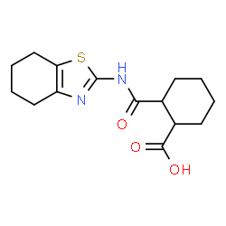 ChemSpider 2D Image | 2-(4,5,6,7-Tetrahydro-1,3-benzothiazol-2-ylcarbamoyl)cyclohexanecarboxylic acid | C15H20N2O3S