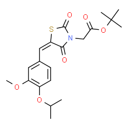 ChemSpider 2D Image | 2-Methyl-2-propanyl [(5E)-5-(4-isopropoxy-3-methoxybenzylidene)-2,4-dioxo-1,3-thiazolidin-3-yl]acetate | C20H25NO6S