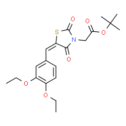 ChemSpider 2D Image | 2-Methyl-2-propanyl [(5E)-5-(3,4-diethoxybenzylidene)-2,4-dioxo-1,3-thiazolidin-3-yl]acetate | C20H25NO6S