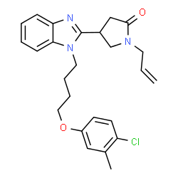 ChemSpider 2D Image | 1-Allyl-4-{1-[4-(4-chloro-3-methylphenoxy)butyl]-1H-benzimidazol-2-yl}-2-pyrrolidinone | C25H28ClN3O2
