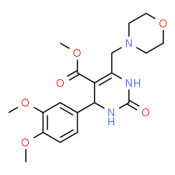 ChemSpider 2D Image | Methyl 4-(3,4-dimethoxyphenyl)-6-(4-morpholinylmethyl)-2-oxo-1,2,3,4-tetrahydro-5-pyrimidinecarboxylate | C19H25N3O6