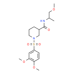ChemSpider 2D Image | 1-[(3,4-Dimethoxyphenyl)sulfonyl]-N-(1-methoxy-2-propanyl)-3-piperidinecarboxamide | C18H28N2O6S
