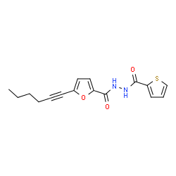 ChemSpider 2D Image | 5-(1-Hexyn-1-yl)-N'-(2-thienylcarbonyl)-2-furohydrazide | C16H16N2O3S
