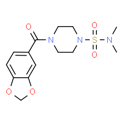 ChemSpider 2D Image | 4-(1,3-Benzodioxol-5-ylcarbonyl)-N,N-dimethyl-1-piperazinesulfonamide | C14H19N3O5S