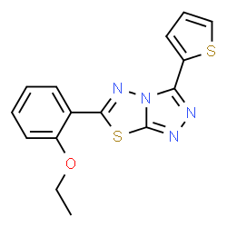 ChemSpider 2D Image | 6-(2-Ethoxyphenyl)-3-(2-thienyl)[1,2,4]triazolo[3,4-b][1,3,4]thiadiazole | C15H12N4OS2
