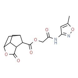 ChemSpider 2D Image | 2-[(5-Methyl-1,2-oxazol-3-yl)amino]-2-oxoethyl 5-oxo-4-oxatricyclo[4.2.1.0~3,7~]nonane-9-carboxylate | C15H16N2O6