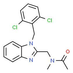 ChemSpider 2D Image | N-{[1-(2,6-Dichlorobenzyl)-1H-benzimidazol-2-yl]methyl}-N-methylacetamide | C18H17Cl2N3O