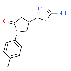 ChemSpider 2D Image | 4-(5-Amino-1,3,4-thiadiazol-2-yl)-1-(4-methylphenyl)-2-pyrrolidinone | C13H14N4OS