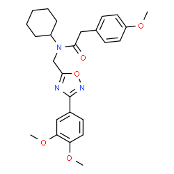 ChemSpider 2D Image | N-Cyclohexyl-N-{[3-(3,4-dimethoxyphenyl)-1,2,4-oxadiazol-5-yl]methyl}-2-(4-methoxyphenyl)acetamide | C26H31N3O5