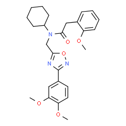 ChemSpider 2D Image | N-Cyclohexyl-N-[[3-(3,4-dimethoxyphenyl)-1,2,4-oxadiazol-5-yl]methyl]-2-methoxybenzeneacetamide | C26H31N3O5