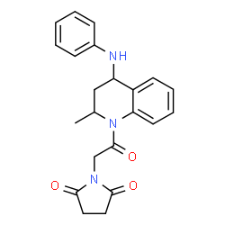 ChemSpider 2D Image | 1-[2-(4-Anilino-2-methyl-3,4-dihydro-1(2H)-quinolinyl)-2-oxoethyl]-2,5-pyrrolidinedione | C22H23N3O3