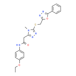 ChemSpider 2D Image | N-(4-Ethoxyphenyl)-2-(4-methyl-5-{[(5-phenyl-1,3,4-oxadiazol-2-yl)methyl]sulfanyl}-4H-1,2,4-triazol-3-yl)acetamide | C22H22N6O3S