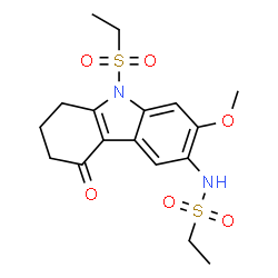 ChemSpider 2D Image | N-[9-(Ethylsulfonyl)-7-methoxy-4-oxo-2,3,4,9-tetrahydro-1H-carbazol-6-yl]ethanesulfonamide | C17H22N2O6S2