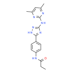 ChemSpider 2D Image | N-(4-{3-[(4,6-Dimethyl-2-pyrimidinyl)amino]-1H-1,2,4-triazol-5-yl}phenyl)propanamide | C17H19N7O