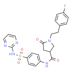 ChemSpider 2D Image | 1-[2-(4-Fluorophenyl)ethyl]-5-oxo-N-[4-(2-pyrimidinylsulfamoyl)phenyl]-3-pyrrolidinecarboxamide | C23H22FN5O4S