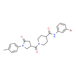 ChemSpider 2D Image | N-(3-Bromophenyl)-1-{[1-(4-methylphenyl)-5-oxo-3-pyrrolidinyl]carbonyl}-4-piperidinecarboxamide | C24H26BrN3O3