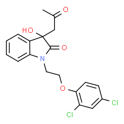 ChemSpider 2D Image | 1-[2-(2,4-Dichlorophenoxy)ethyl]-3-hydroxy-3-(2-oxopropyl)-1,3-dihydro-2H-indol-2-one | C19H17Cl2NO4