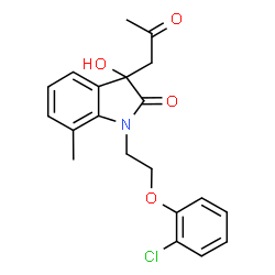 ChemSpider 2D Image | 1-[2-(2-Chlorophenoxy)ethyl]-3-hydroxy-7-methyl-3-(2-oxopropyl)-1,3-dihydro-2H-indol-2-one | C20H20ClNO4