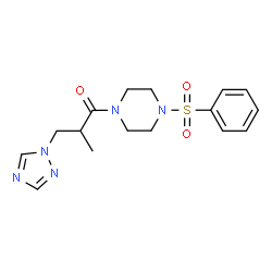 ChemSpider 2D Image | 2-Methyl-1-[4-(phenylsulfonyl)-1-piperazinyl]-3-(1H-1,2,4-triazol-1-yl)-1-propanone | C16H21N5O3S