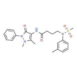 ChemSpider 2D Image | N-(1,5-Dimethyl-3-oxo-2-phenyl-2,3-dihydro-1H-pyrazol-4-yl)-4-[(3-methylphenyl)(methylsulfonyl)amino]butanamide | C23H28N4O4S