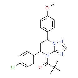 ChemSpider 2D Image | 1-[5-(4-Chlorophenyl)-7-(4-methoxyphenyl)-6,7-dihydro[1,2,4]triazolo[1,5-a]pyrimidin-4(5H)-yl]-2,2-dimethyl-1-propanone | C23H25ClN4O2