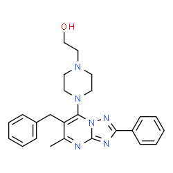 ChemSpider 2D Image | 2-[4-(6-Benzyl-5-methyl-2-phenyl[1,2,4]triazolo[1,5-a]pyrimidin-7-yl)-1-piperazinyl]ethanol | C25H28N6O