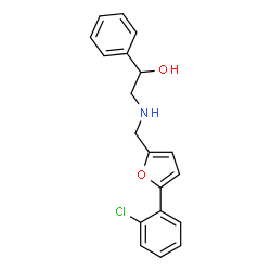 ChemSpider 2D Image | 2-({[5-(2-Chlorophenyl)-2-furyl]methyl}amino)-1-phenylethanol | C19H18ClNO2