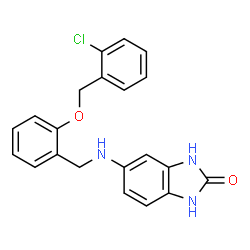 ChemSpider 2D Image | 5-({2-[(2-Chlorobenzyl)oxy]benzyl}amino)-1,3-dihydro-2H-benzimidazol-2-one | C21H18ClN3O2