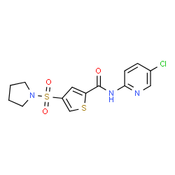 ChemSpider 2D Image | N-(5-Chloro-2-pyridinyl)-4-(1-pyrrolidinylsulfonyl)-2-thiophenecarboxamide | C14H14ClN3O3S2