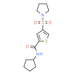 ChemSpider 2D Image | N-Cyclopentyl-4-(1-pyrrolidinylsulfonyl)-2-thiophenecarboxamide | C14H20N2O3S2