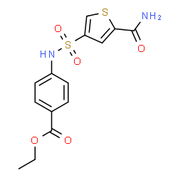 ChemSpider 2D Image | Ethyl 4-{[(5-carbamoyl-3-thienyl)sulfonyl]amino}benzoate | C14H14N2O5S2