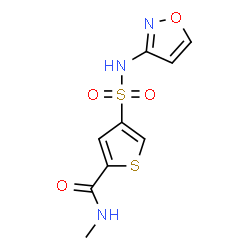 ChemSpider 2D Image | N-Methyl-4-(1,2-oxazol-3-ylsulfamoyl)-2-thiophenecarboxamide | C9H9N3O4S2