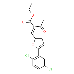 ChemSpider 2D Image | Ethyl (2E)-2-{[5-(2,5-dichlorophenyl)-2-furyl]methylene}-3-oxobutanoate | C17H14Cl2O4