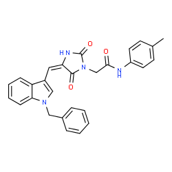 ChemSpider 2D Image | 2-{(4E)-4-[(1-Benzyl-1H-indol-3-yl)methylene]-2,5-dioxo-1-imidazolidinyl}-N-(4-methylphenyl)acetamide | C28H24N4O3