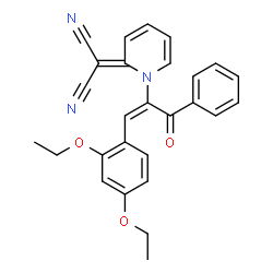 ChemSpider 2D Image | {1-[(1E)-1-(2,4-Diethoxyphenyl)-3-oxo-3-phenyl-1-propen-2-yl]-2(1H)-pyridinylidene}malononitrile | C27H23N3O3