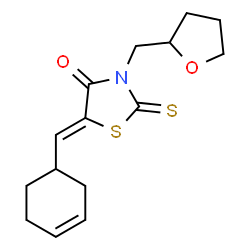 ChemSpider 2D Image | (5Z)-5-(3-Cyclohexen-1-ylmethylene)-3-(tetrahydro-2-furanylmethyl)-2-thioxo-1,3-thiazolidin-4-one | C15H19NO2S2