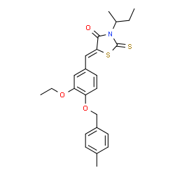ChemSpider 2D Image | (5Z)-3-sec-Butyl-5-{3-ethoxy-4-[(4-methylbenzyl)oxy]benzylidene}-2-thioxo-1,3-thiazolidin-4-one | C24H27NO3S2