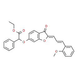 ChemSpider 2D Image | Ethyl ({(2Z)-2-[(2E)-3-(2-methoxyphenyl)-2-propen-1-ylidene]-3-oxo-2,3-dihydro-1-benzofuran-6-yl}oxy)(phenyl)acetate | C28H24O6