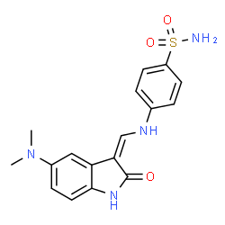 ChemSpider 2D Image | 4-({(Z)-[5-(Dimethylamino)-2-oxo-1,2-dihydro-3H-indol-3-ylidene]methyl}amino)benzenesulfonamide | C17H18N4O3S