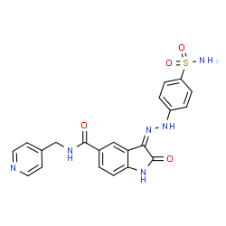 ChemSpider 2D Image | (3Z)-2-Oxo-N-(4-pyridinylmethyl)-3-[(4-sulfamoylphenyl)hydrazono]-5-indolinecarboxamide | C21H18N6O4S