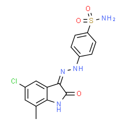 ChemSpider 2D Image | 4-[(2Z)-2-(5-Chloro-7-methyl-2-oxo-1,2-dihydro-3H-indol-3-ylidene)hydrazino]benzenesulfonamide | C15H13ClN4O3S