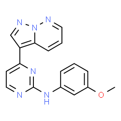 ChemSpider 2D Image | N-(3-Methoxyphenyl)-4-(pyrazolo[1,5-b]pyridazin-3-yl)-2-pyrimidinamine | C17H14N6O