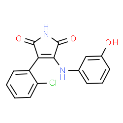 ChemSpider 2D Image | 3-(2-Chlorophenyl)-4-[(3-hydroxyphenyl)amino]-1H-pyrrole-2,5-dione | C16H11ClN2O3