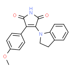 ChemSpider 2D Image | 3-(2,3-Dihydro-1H-indol-1-yl)-4-(4-methoxyphenyl)-1H-pyrrole-2,5-dione | C19H16N2O3