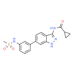 ChemSpider 2D Image | N-(6-{3-[(Methylsulfonyl)amino]phenyl}-1H-indazol-3-yl)cyclopropanecarboxamide | C18H18N4O3S