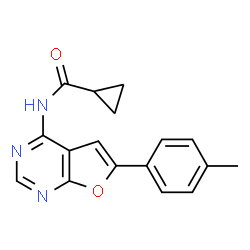ChemSpider 2D Image | N-[6-(4-Methylphenyl)furo[2,3-d]pyrimidin-4-yl]cyclopropanecarboxamide | C17H15N3O2