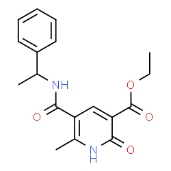 ChemSpider 2D Image | Ethyl 6-methyl-2-oxo-5-[(1-phenylethyl)carbamoyl]-1,2-dihydro-3-pyridinecarboxylate | C18H20N2O4