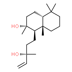 ChemSpider 2D Image | (1R,2R,4aR,8aS)-1-[(3S)-3-Hydroxy-3-methyl-4-penten-1-yl]-2,5,5,8a-tetramethyldecahydro-2-naphthalenol | C20H36O2