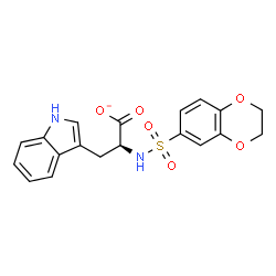 ChemSpider 2D Image | (2S)-2-[(2,3-Dihydro-1,4-benzodioxin-6-ylsulfonyl)amino]-3-(1H-indol-3-yl)propanoate | C19H17N2O6S